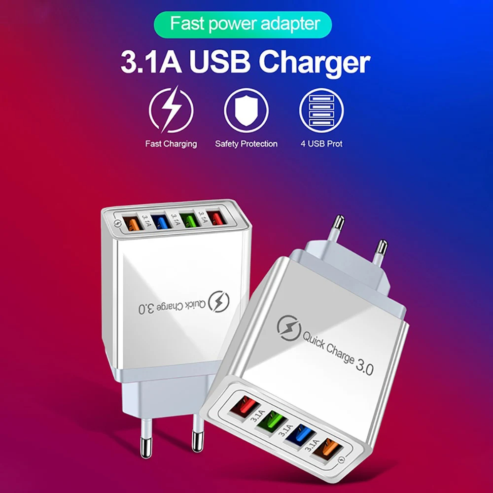شاحن الحائط السريع QC3.0 بـ4 منافذ USB