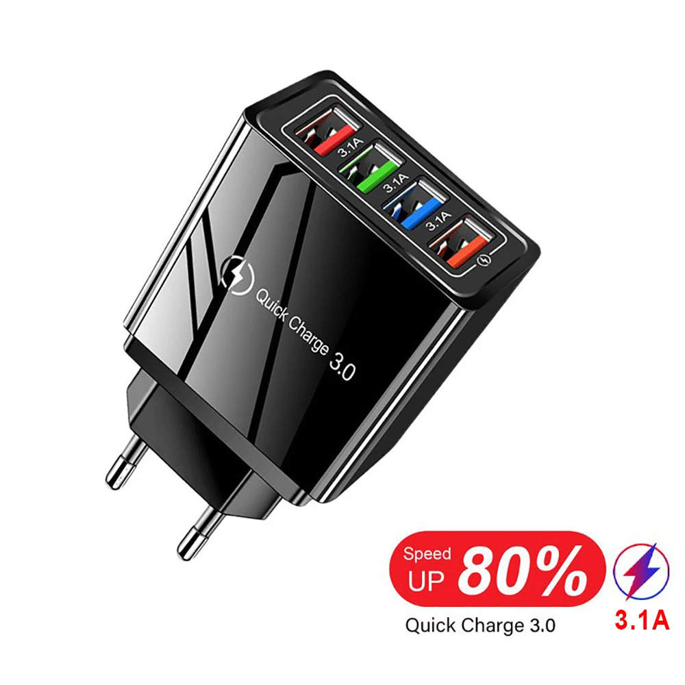 شاحن الحائط السريع QC3.0 بـ4 منافذ USB