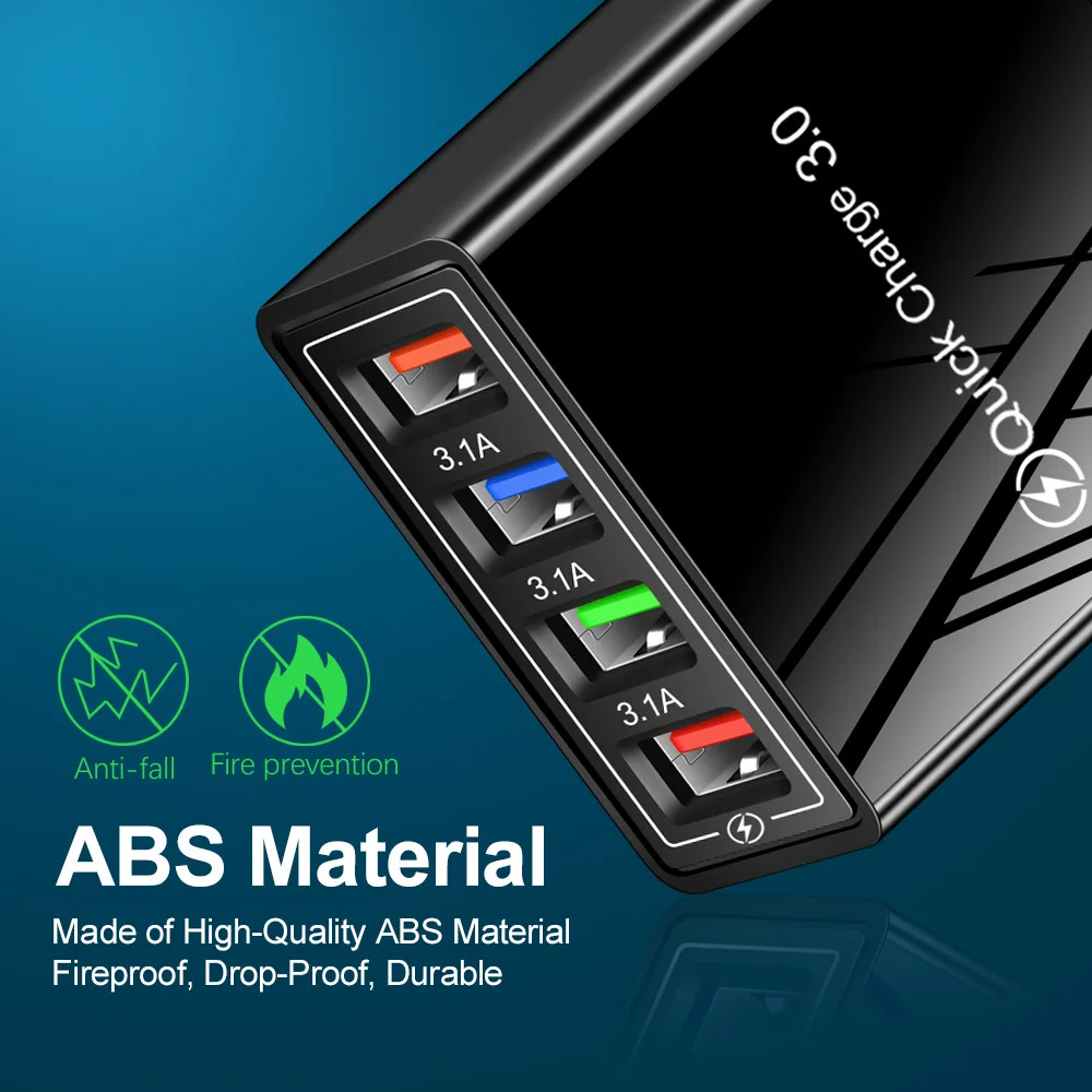 شاحن الحائط السريع QC3.0 بـ4 منافذ USB