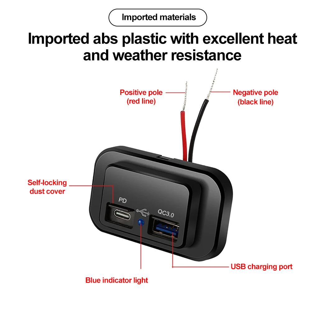 مقبس شاحن السيارة السريع PD QC3.0