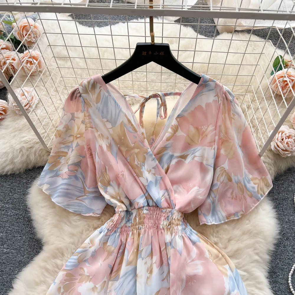 فستان YuooMuoo الشيفون الطويل بطبعة الأزهار